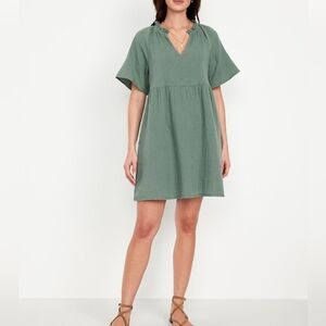 Old Navy Split Neck Crinkle Gauze Mini Dress